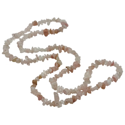 Semi-Precious Rose Quartz Chip Necklace Strand